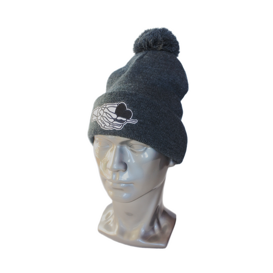 BONNET À POMPON CLASSIC "TAKE MY HEART" (gris anthracite)