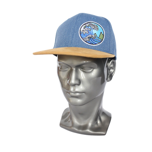 Snapback "Grande Vague" (Bleu Jean/marron)