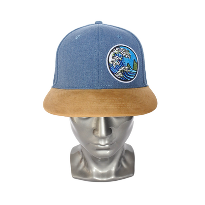 Snapback "Grande Vague" (Bleu Jean/marron)