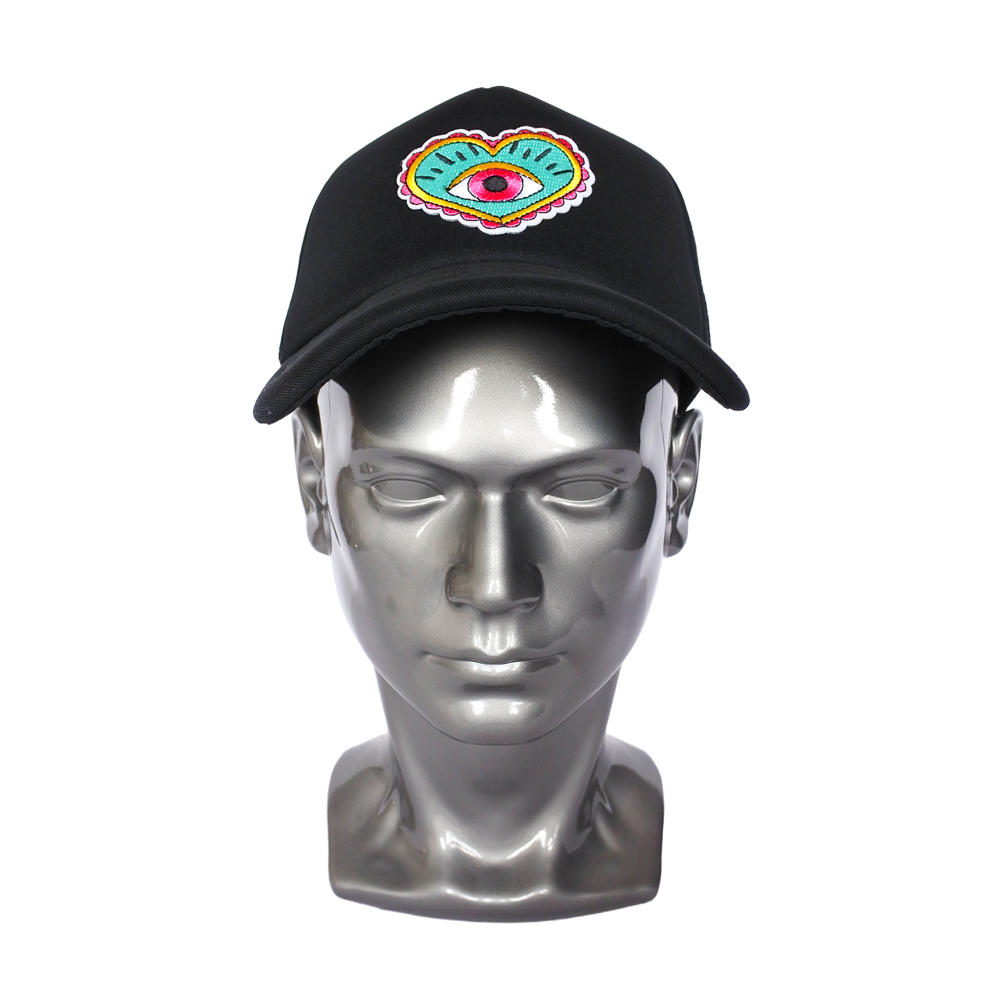 Casquette Trucker Noire - Patch "Cœur Mystique" Coloré
