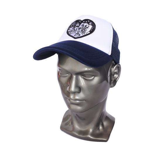 Casquette Trucker Bicolore "Rendez-vous Squelette" (Bleu Marine)