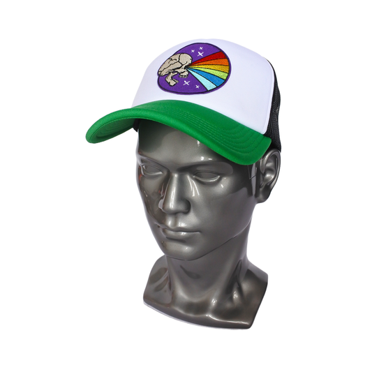 Casquette Trucker "Rainbow Brain" (Vert, Blanc & Noir)