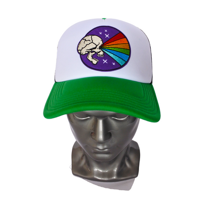 Casquette Trucker "Rainbow Brain" (Vert, Blanc & Noir)