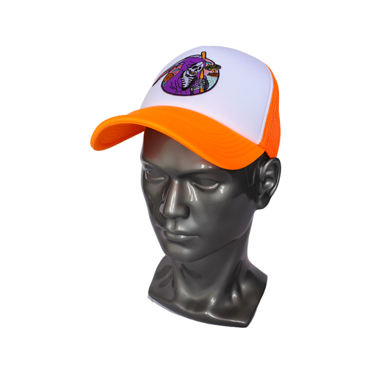 Casquette Trucker "Reaper" (Orange Fluo & Blanc)