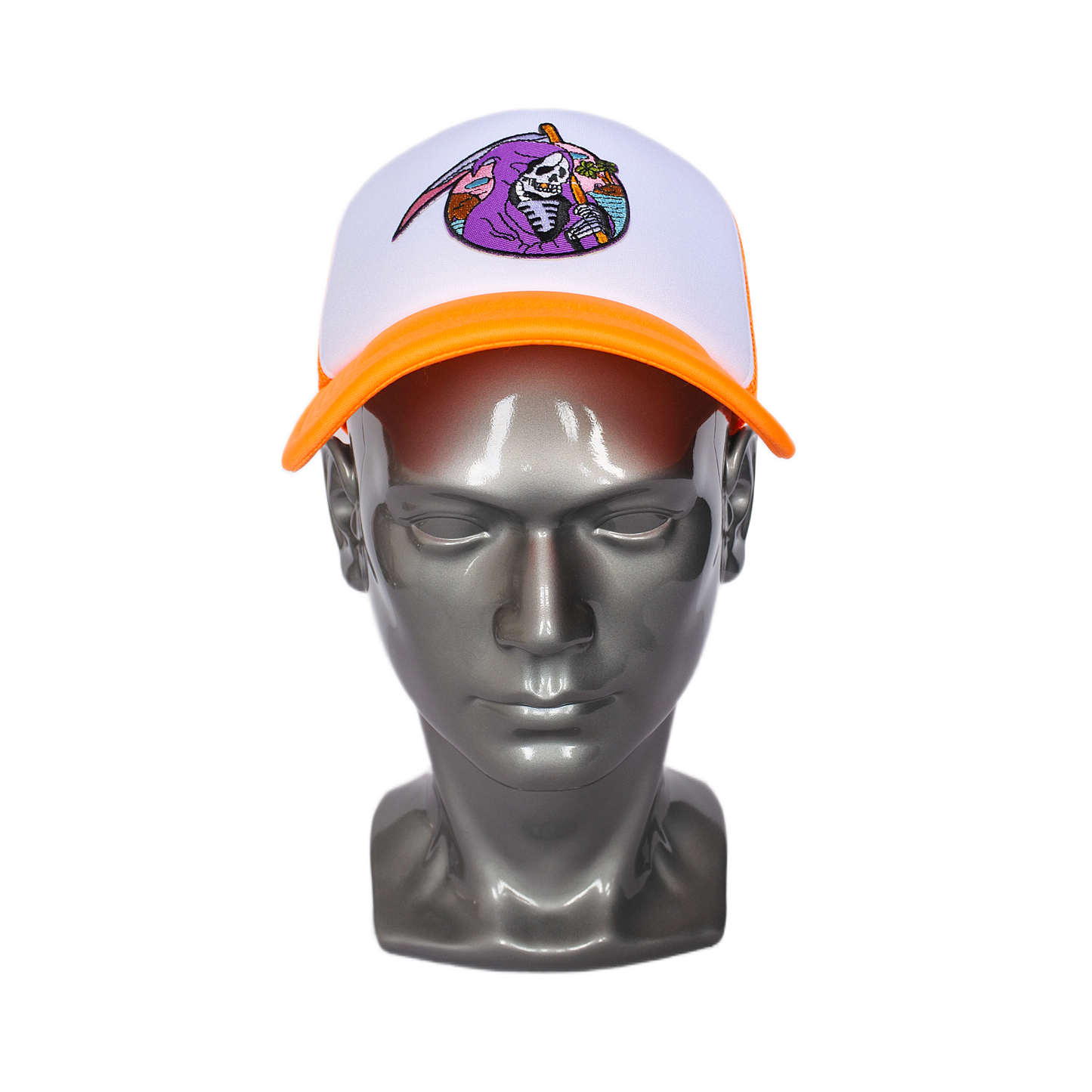 Casquette Trucker "Reaper" (Orange Fluo & Blanc)