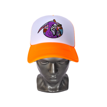 Casquette Trucker "Reaper" (Orange Fluo & Blanc)