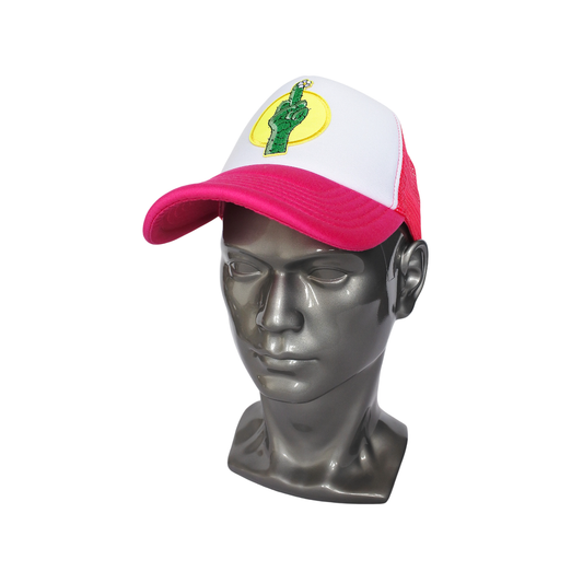 Casquette Trucker "Monster Finger" (Rose Fluo & Blanc)