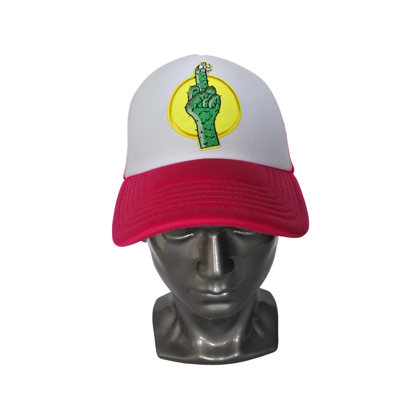Casquette Trucker "Monster Finger" (Rose Fluo & Blanc)