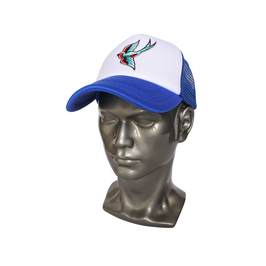 Casquette Trucker "Hirondelle Old School" (Bleu & Blanc)