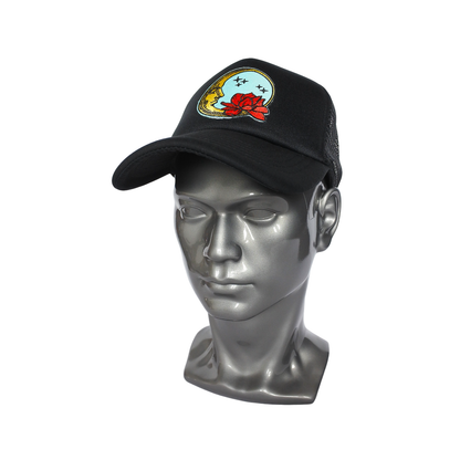 Casquette Trucker Noire - Patch "Lune & Lotus"