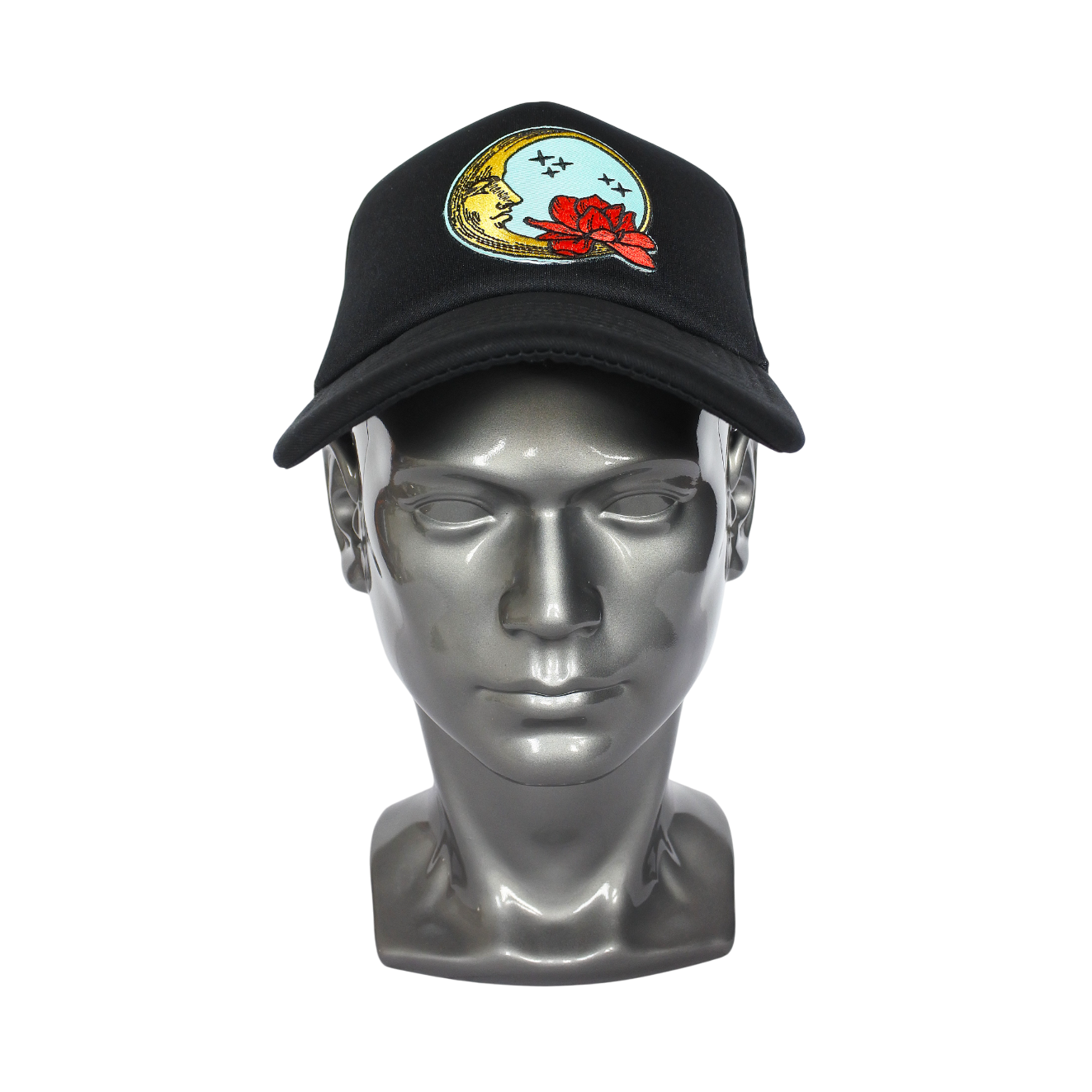 Casquette Trucker Noire - Patch "Lune & Lotus"