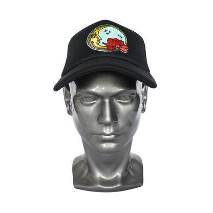 Casquette Trucker Noire - Patch "Lune & Lotus"