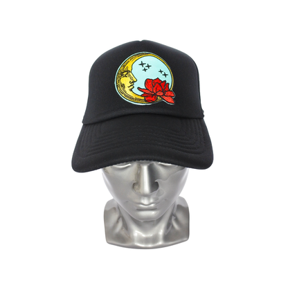 Casquette Trucker Noire - Patch "Lune & Lotus"