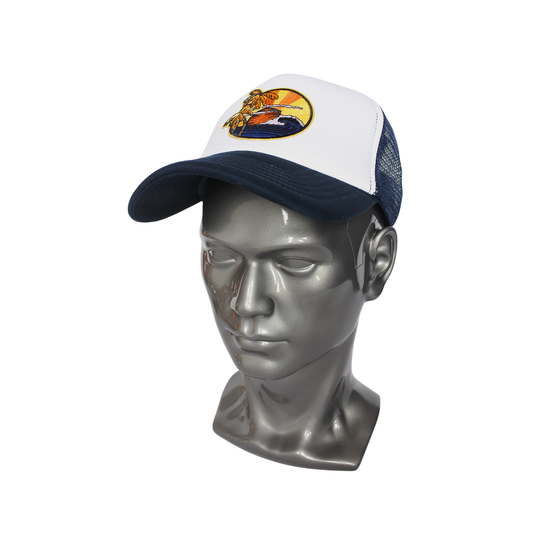 Casquette Trucker Bicolore "Surf Vibe" (Bleu Marine & Blanc)