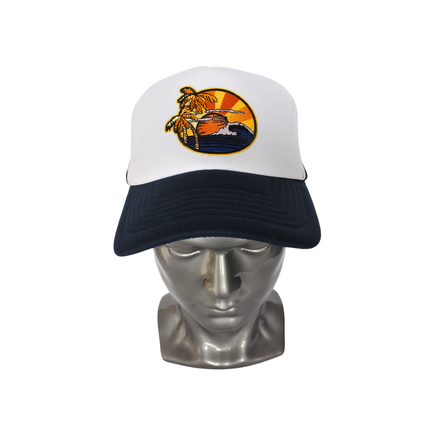 Casquette Trucker Bicolore "Surf Vibe" (Bleu Marine & Blanc)