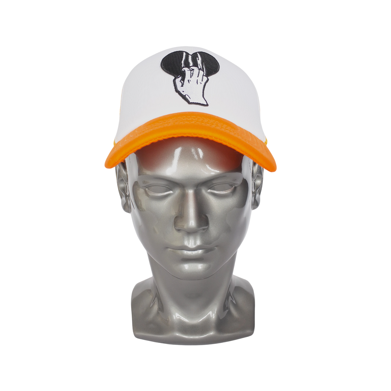 Casquette Trucker "Rock On Mouse" (Orange Fluo & Blanc)