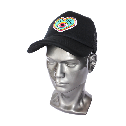 Casquette Trucker Noire - Patch "Cœur Mystique" Coloré