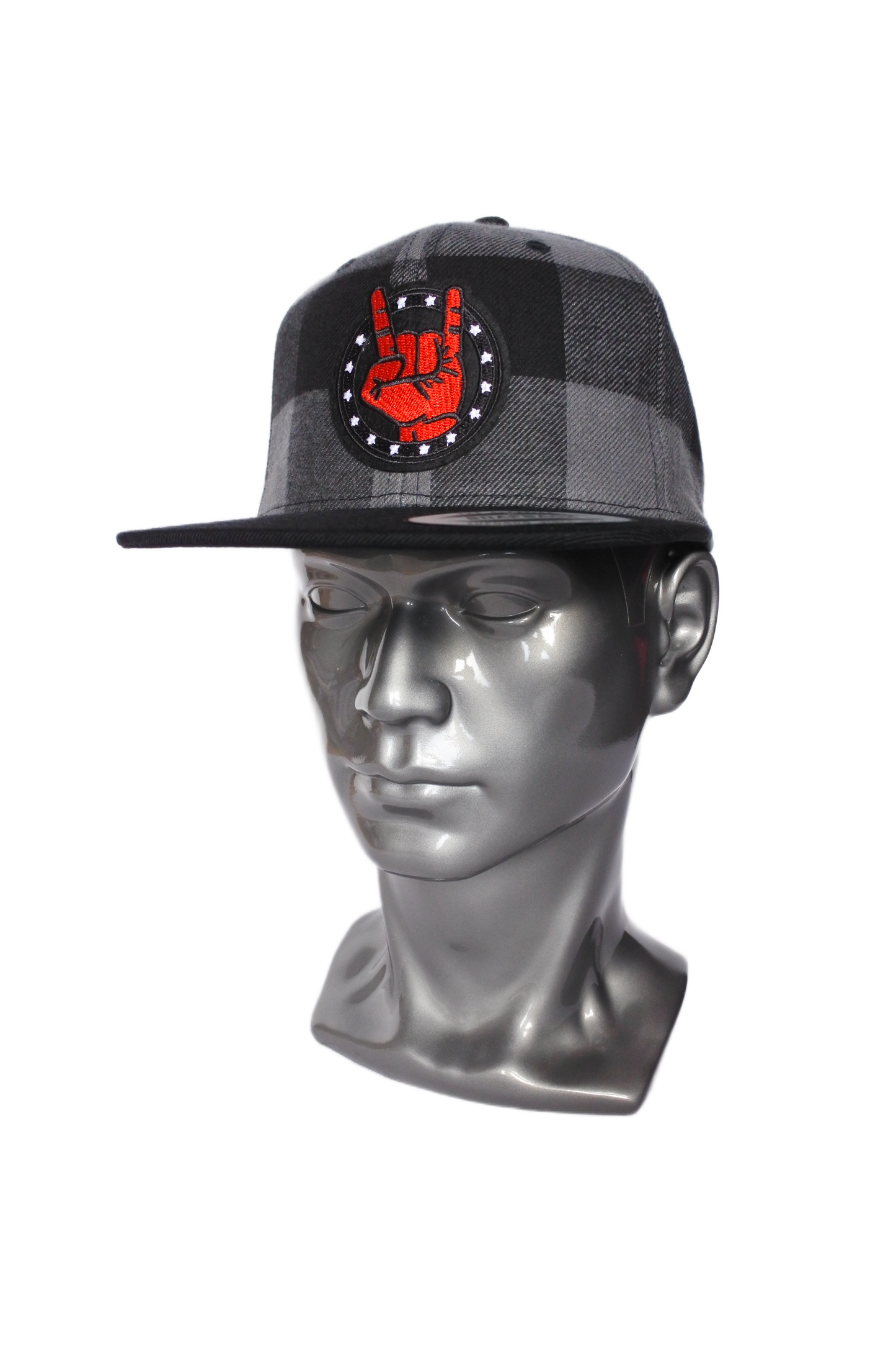 Snapback "Sign Of The Horns " Imprimé a carreaux (noir/anthracite)