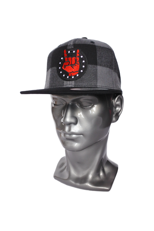 Snapback "Sign Of The Horns " Imprimé a carreaux (noir/anthracite)