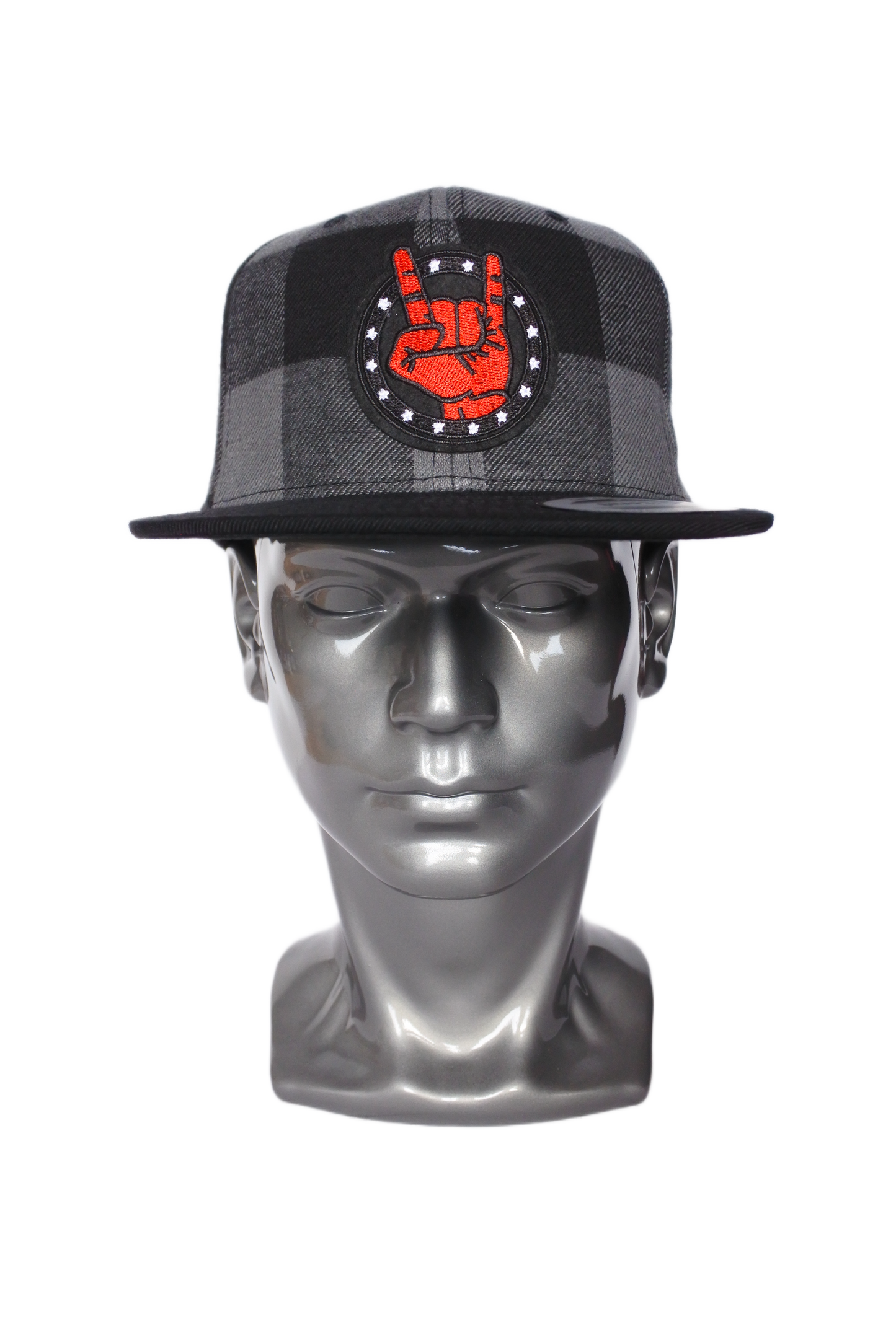 Snapback "Sign Of The Horns " Imprimé a carreaux (noir/anthracite)