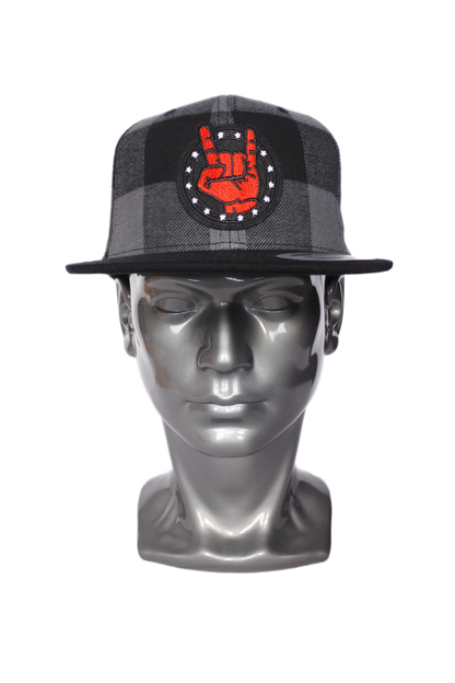 Snapback "Sign Of The Horns " Imprimé a carreaux (noir/anthracite)