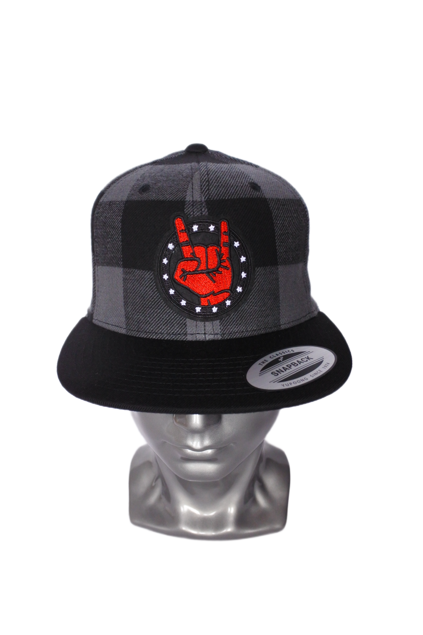 Snapback "Sign Of The Horns " Imprimé a carreaux (noir/anthracite)