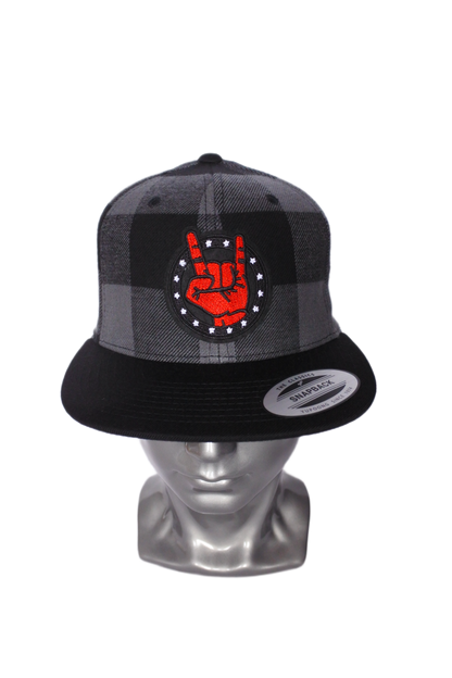 Snapback "Sign Of The Horns " Imprimé a carreaux (noir/anthracite)