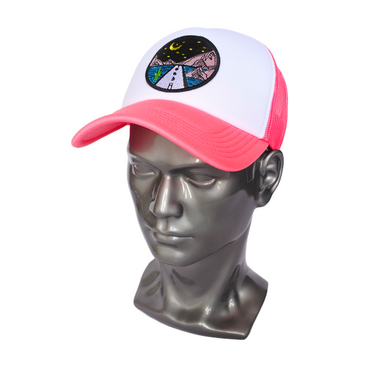 Casquette Trucker Bicolore "Desert Night" (Rose Fluo & Blanc)