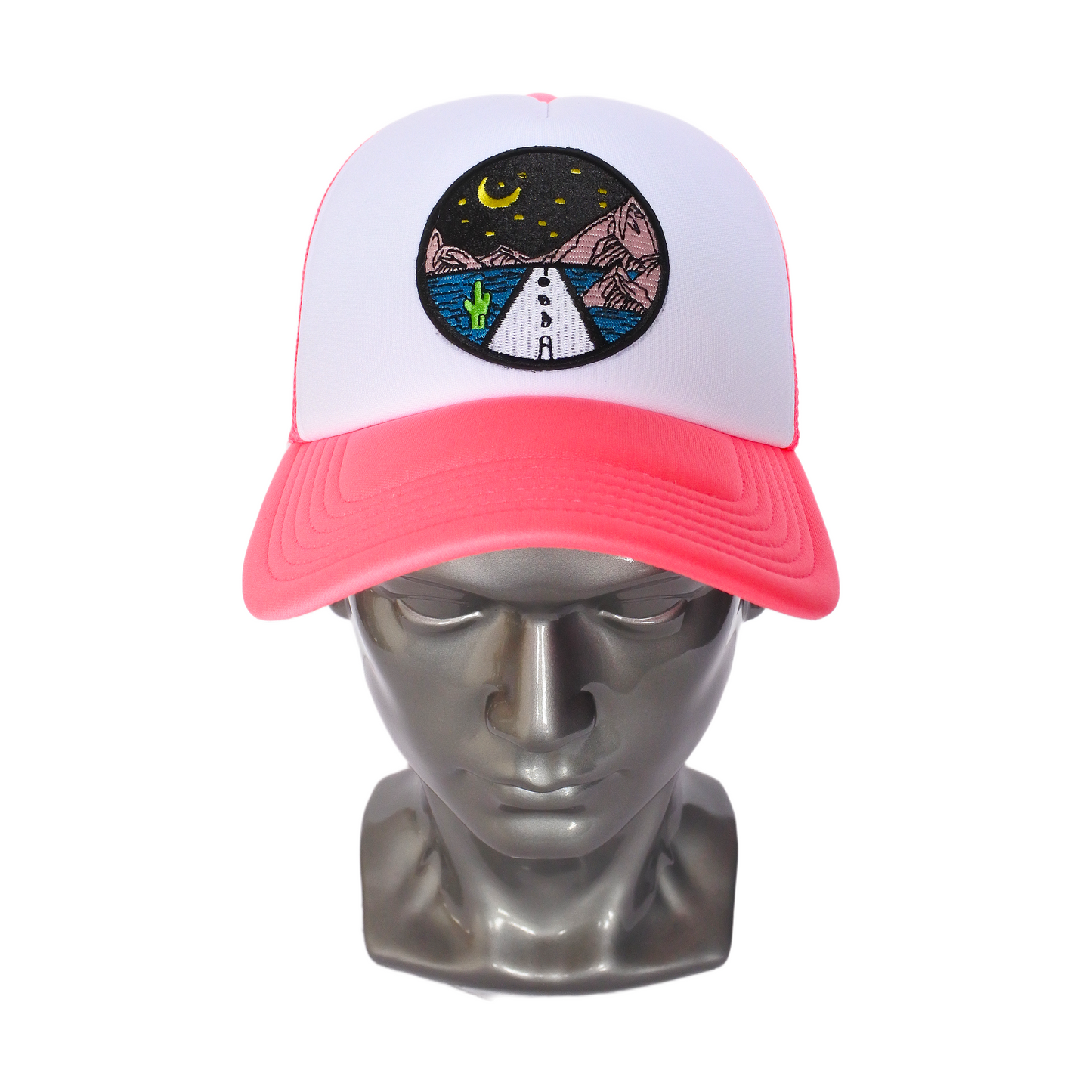 Casquette Trucker Bicolore "Desert Night" (Rose Fluo & Blanc)
